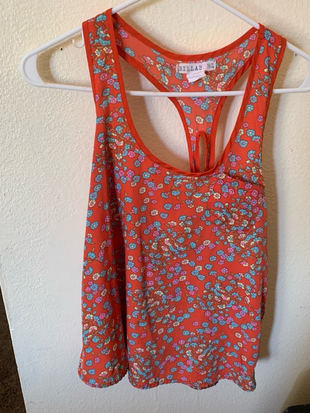 Billabong Orange Floral Racerback Tank